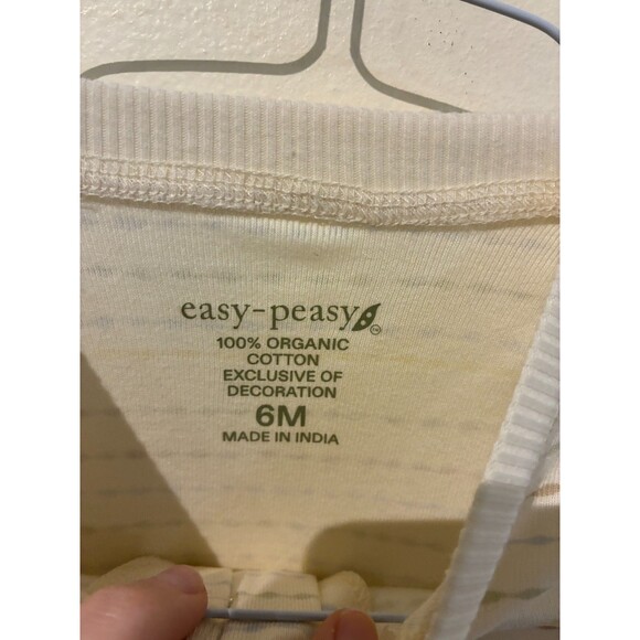 NWT Easy Peasy Cream Striped 100% Organic Cotton Sleeper - 6M - Picture 3 of 3